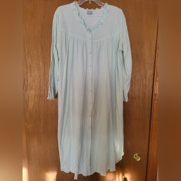 casual blues Other - Mint Green Striped Button-Up Nightgown
